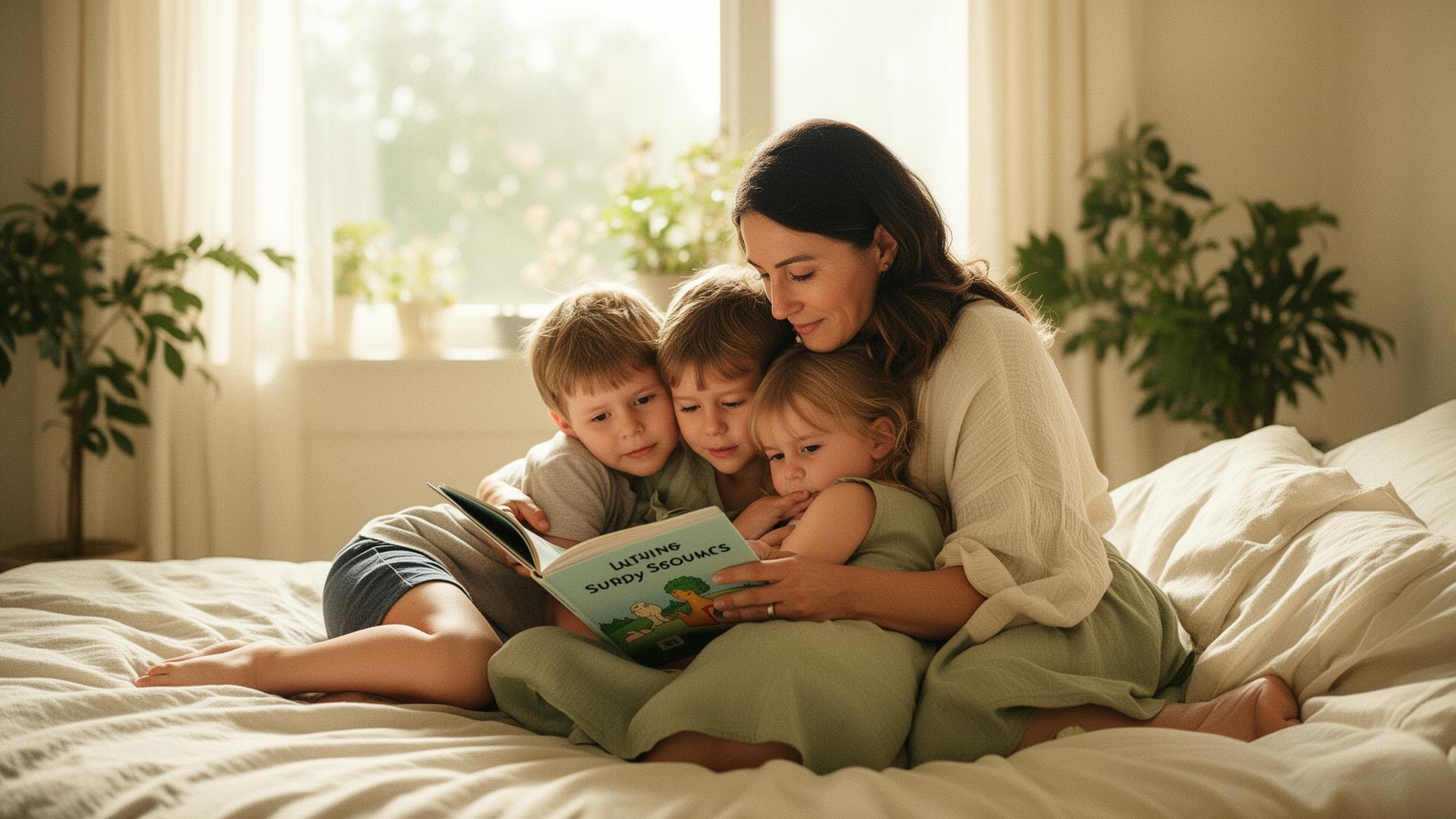 Madre sosteniendo con ternura a su pequeño junto a una ventana